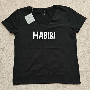 Black 'Habibi' Women's T-Shirt, Size X-Large, NWT